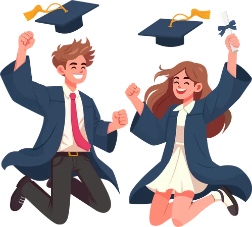 Graduation day full of triumph and new beginnings  Illustration