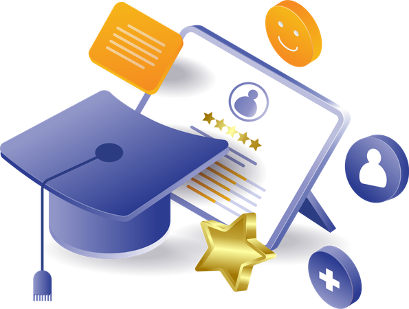 Graduation hat educational achievement data  Illustration