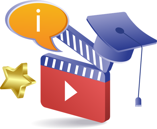 Graduation hat learning video content creator  Illustration