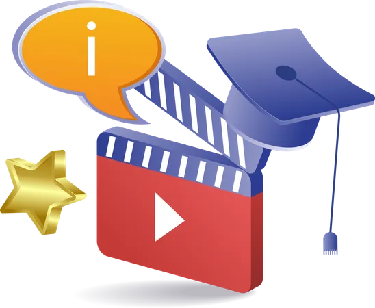 Graduation hat learning video content creator  Illustration