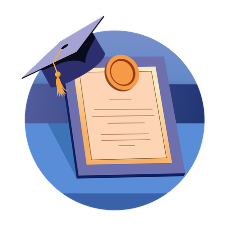 Graduation hat with certificate  Illustration