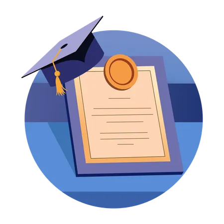 Graduation hat with certificate  Illustration