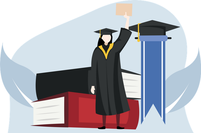 Graduation Student holding certificate  Illustration