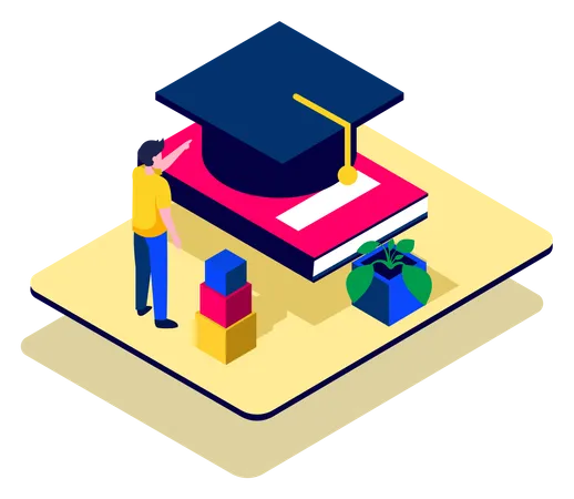 Visual With Man And Education Concept Isometric Vector Illustration Illustration