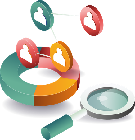 Análisis de datos de porcentajes empresariales con gráficos circulares  Ilustración