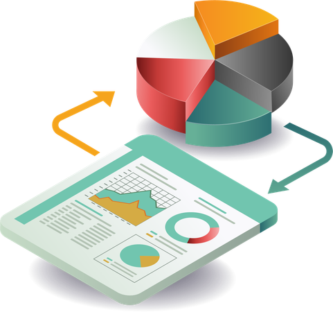 Símbolo de analista de datos de gráfico circular  Ilustración