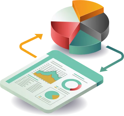 Símbolo de analista de datos de gráfico circular  Ilustración