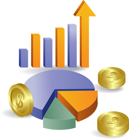 Gráfico circular de crecimiento empresarial  Ilustración