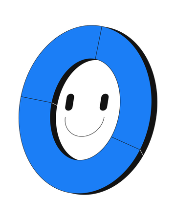 Gráfico circular de donut sonriente para análisis y participación  Ilustración