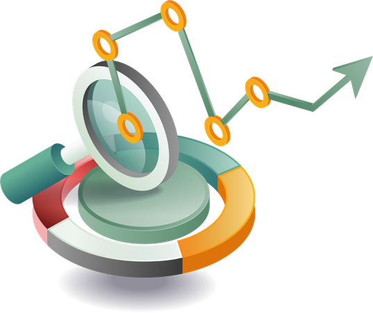 Gráfico circular de gestión y análisis empresarial  Illustration