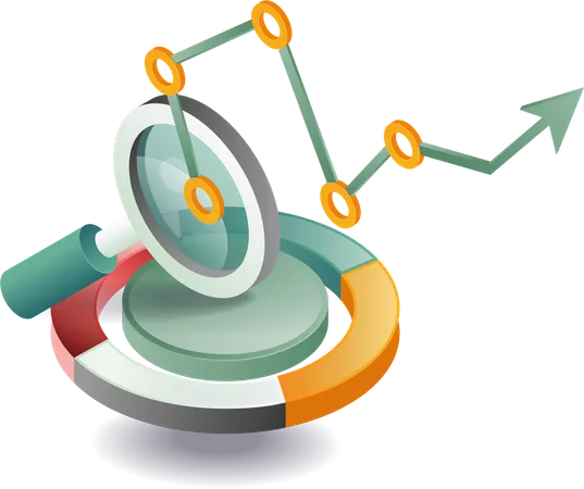 Gráfico circular de gestión y análisis empresarial  Illustration