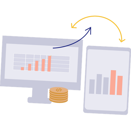 Gráfico compartido desde el móvil a través del monitor  Ilustración