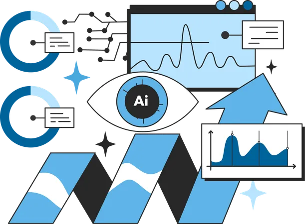 Análise de IA e gráfico de crescimento  Ilustração