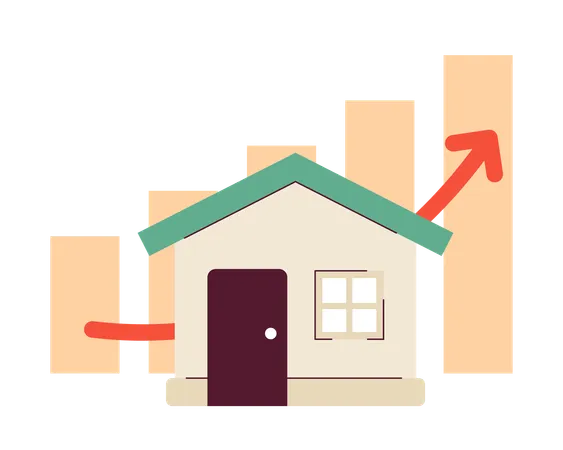 Gráfico crescente do mercado imobiliário imobiliário  Ilustração