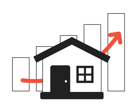 Gráfico crescente do mercado imobiliário imobiliário  Ilustração