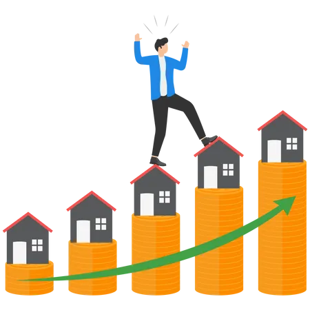 Preço do mercado imobiliário subindo gráfico  Ilustração