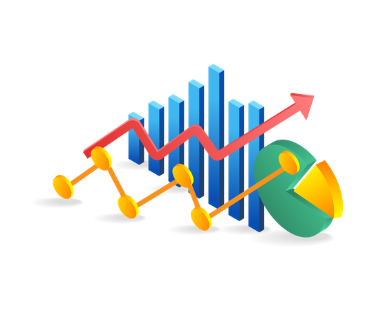 Gráfico de barras de análise de negócios de investimento  Ilustração