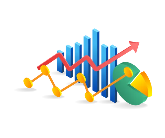 Gráfico de barras de análise de negócios de investimento  Ilustração