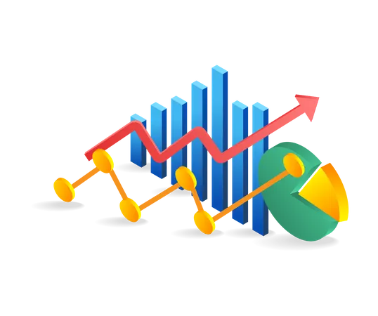 Gráfico de barras de análisis de negocios de inversión  Ilustración