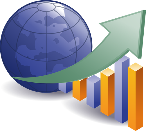 Gráfico de barras de desarrollo empresarial mundial  Ilustración