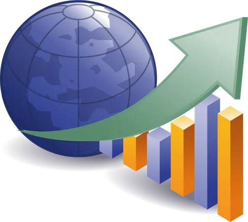 Gráfico de barras de desarrollo empresarial mundial  Ilustración