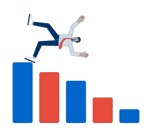 Gráfico de barras de falha do empresário  Ilustração