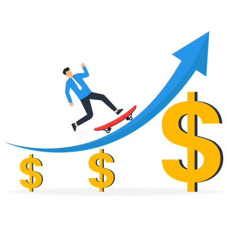 El gráfico de beneficios empresariales está aumentando  Ilustración