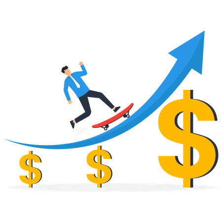 El gráfico de beneficios empresariales está aumentando  Ilustración