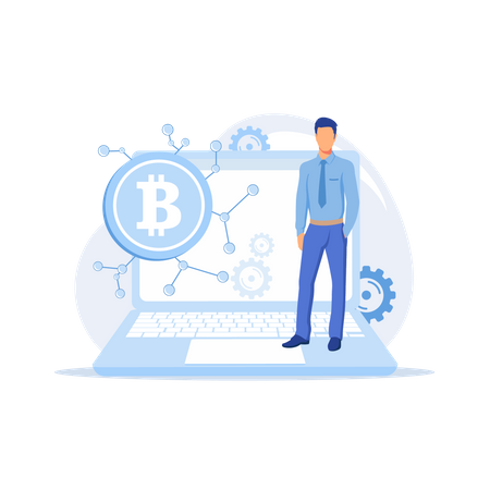 Gráfico de bitcoin de criptomoneda de moneda digital  Ilustración