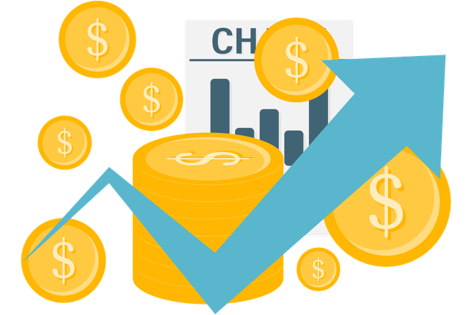 Cuadro de crecimiento de las finanzas empresariales  Ilustración