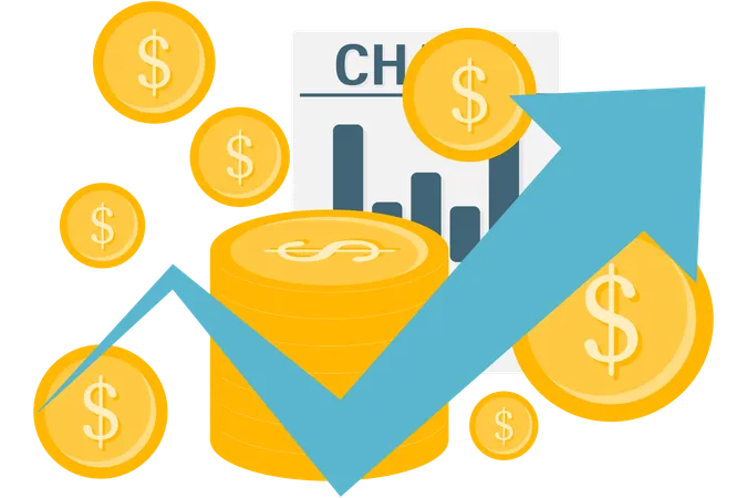 Cuadro de crecimiento de las finanzas empresariales  Ilustración