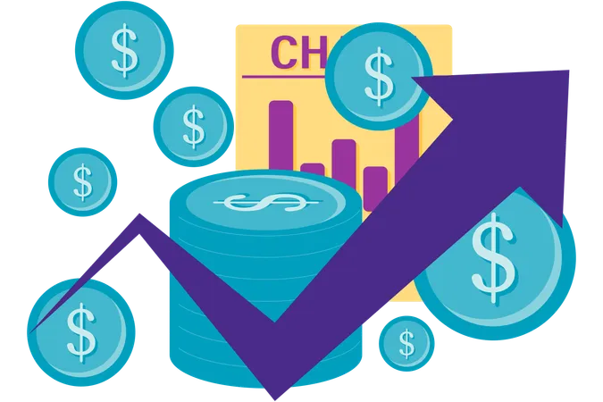 Cuadro de crecimiento de las finanzas empresariales  Ilustración