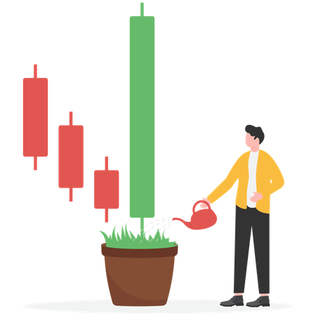 Gráfico de crecimiento de los ingresos del negocio del empresario  Ilustración