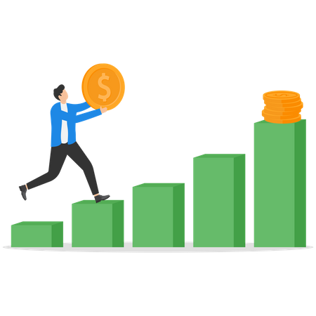 Gráfico de crecimiento de la inversión monetaria  Ilustración