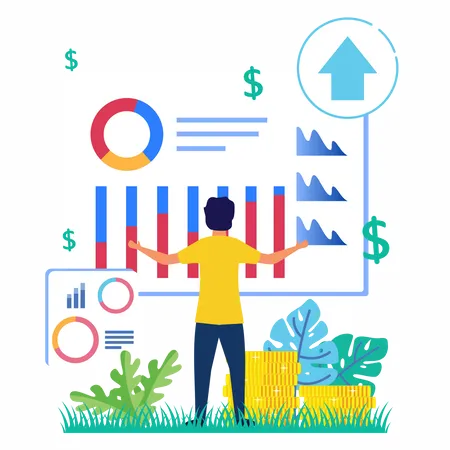 Gráfico de crecimiento del mercado de valores  Ilustración