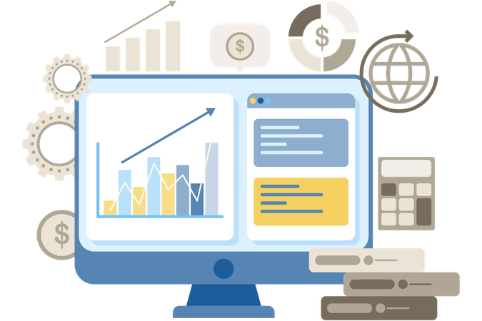 Gráfico de crecimiento empresarial  Ilustración