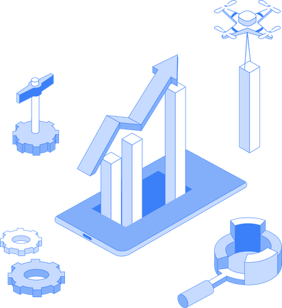 Gráfico de crecimiento empresarial  Ilustración