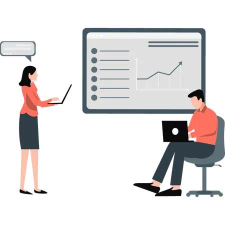 Gráfico de crecimiento empresarial de los empleados del equipo  Ilustración