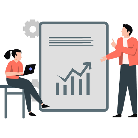 Personas de oficina que establecen un gráfico de crecimiento empresarial  Ilustración