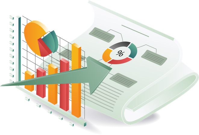 Cuadro de análisis y crecimiento empresarial  Ilustración