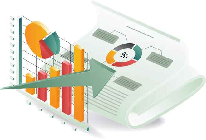 Cuadro de análisis y crecimiento empresarial  Ilustración