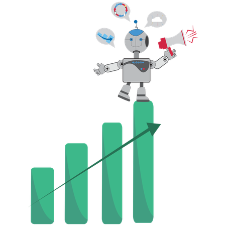 Análise de gráfico de crescimento com inteligência artificial  Ilustração