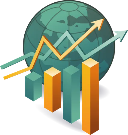 Gráfico de crescimento de negócios globais  Ilustração