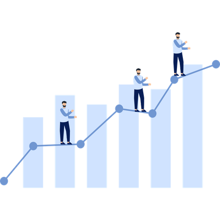 Gráfico de crescimento empresarial com números crescentes representando sucesso e progresso  Ilustração