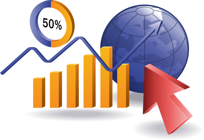 Gráfico de desenvolvimento empresarial mundial  Ilustração