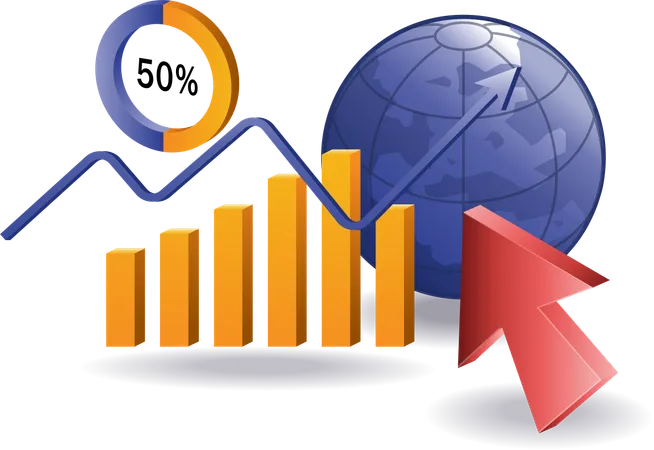 Gráfico de desenvolvimento empresarial mundial  Ilustração