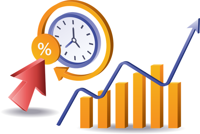 Gráfico de duración del desarrollo empresarial mundial  Ilustración