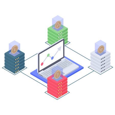 Gráfico de pisada de criptomoeda  Ilustração