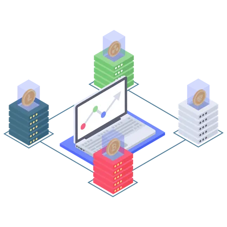 Gráfico de pisada de criptomoeda  Ilustração