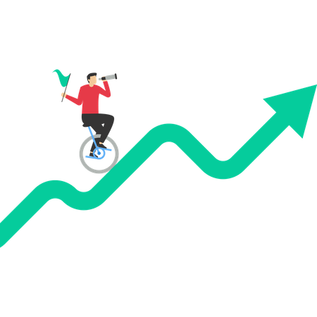 Liderança no gráfico crescente  Ilustração